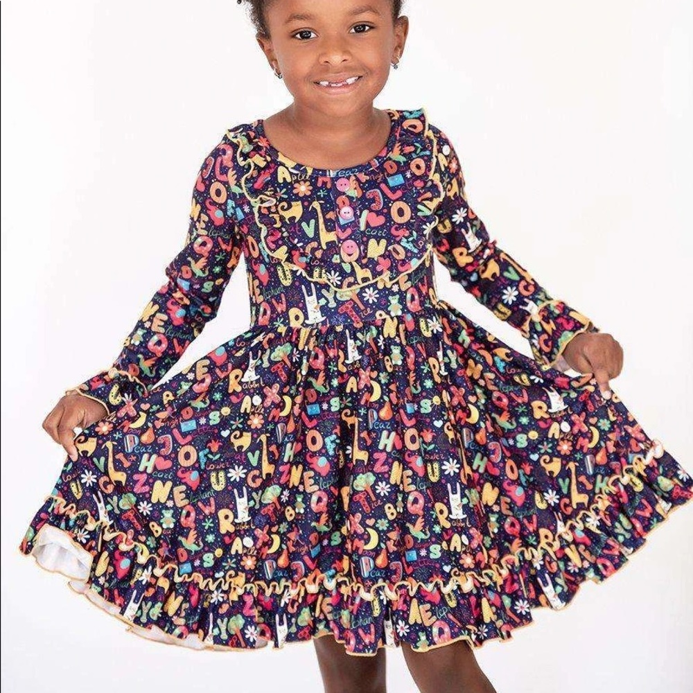 Buttery soft alphabet ruffle dress